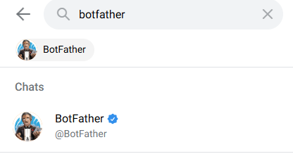 Поиск BotFather в Telegram